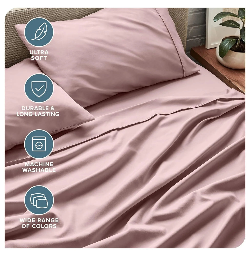 Split Head Flex King 4 Piece Microfiber Bed Sheet Set W96487