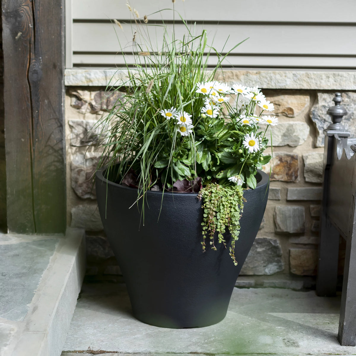 Dark Cedar Round Indoor Outdoor Plastic Planter and Pot I756
