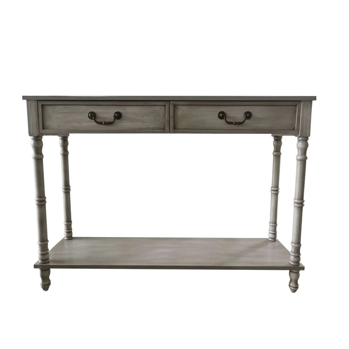 Washed Oak 2 Drawer Console Table with Shelf F460419