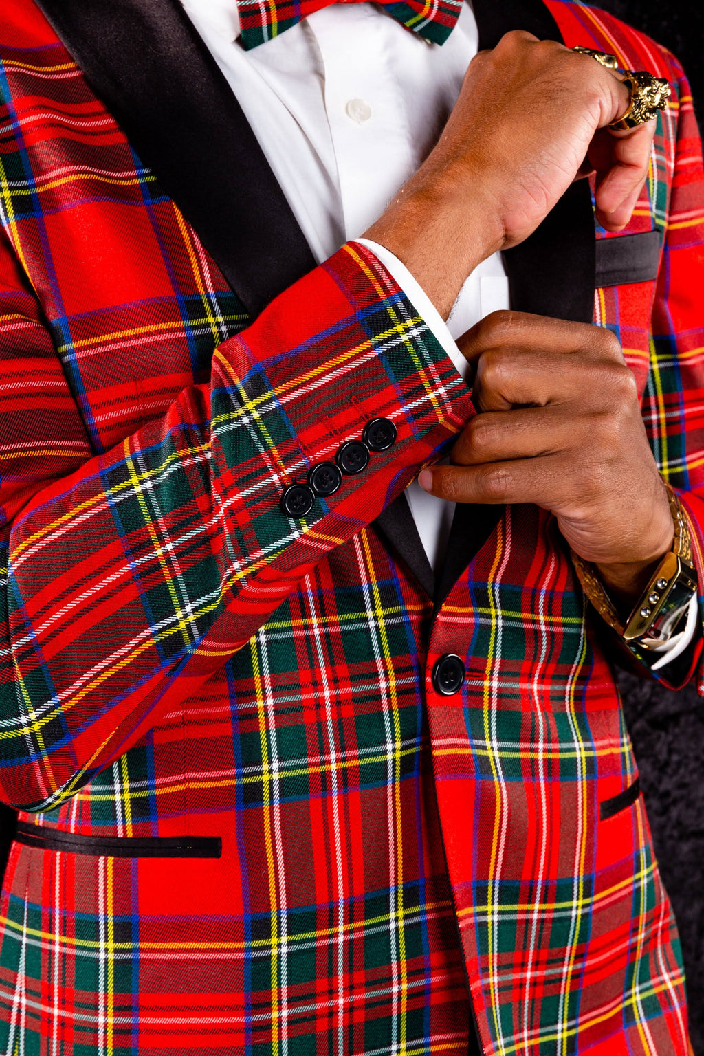 Tartan Plaid Tuxedo Size 40 Black/Red Q230935