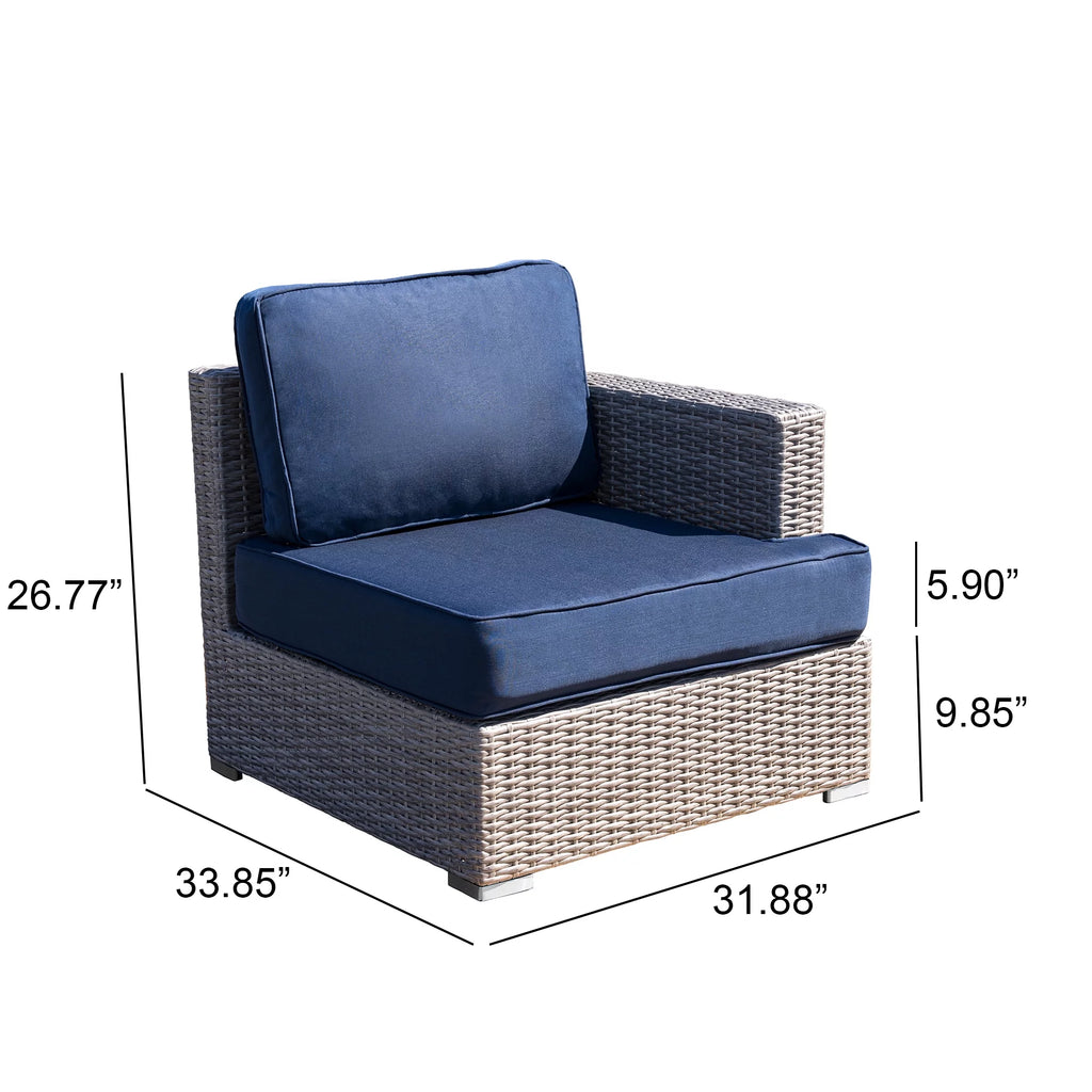HDPE Wicker 6 Piece Outdoor Conversation Sofa Set with Cushion F4946