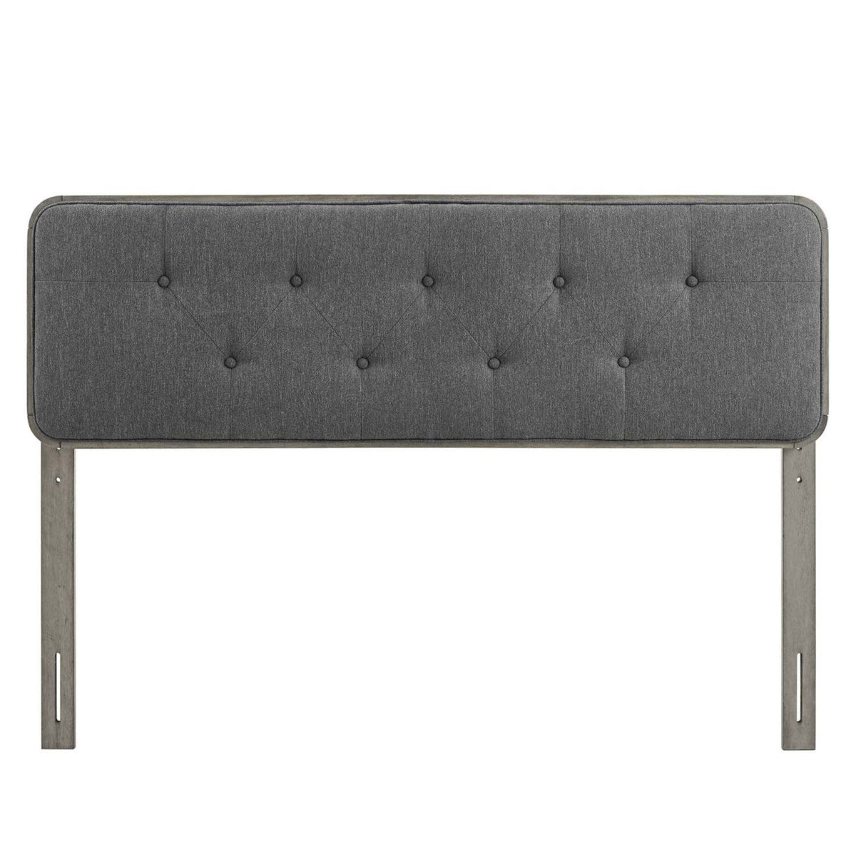 Tufted Wood Queen Headboard in Grey/Charcoal V6792