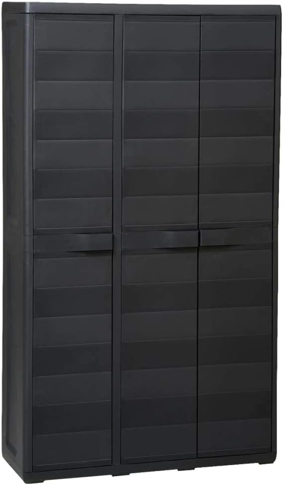Black Polypropylene Garden Storage Cabinet with 2 Shelves N417