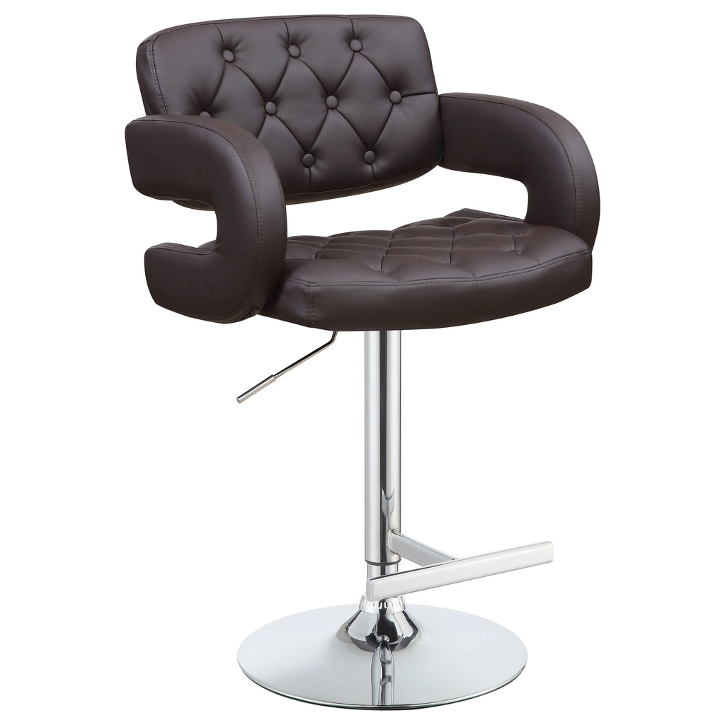 Adjustable Bar Stool Chrome and Brown D8420