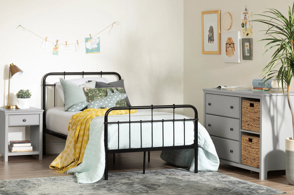 Black Metal Twin Complete Bed Y64068