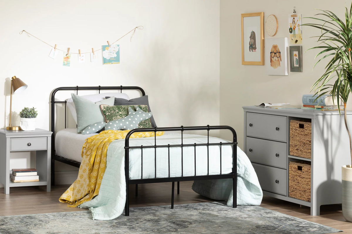 Black Metal Twin Complete Bed Y64068