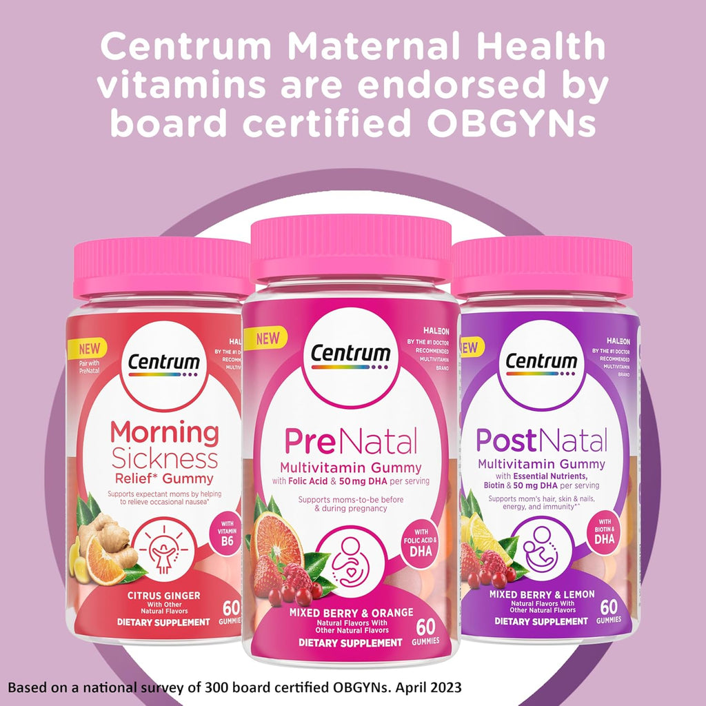 Prenatal Multivitamin Gummies with DHA and Folic Acid, Mixed Berry and Orange Flavors - 60 Count H208425