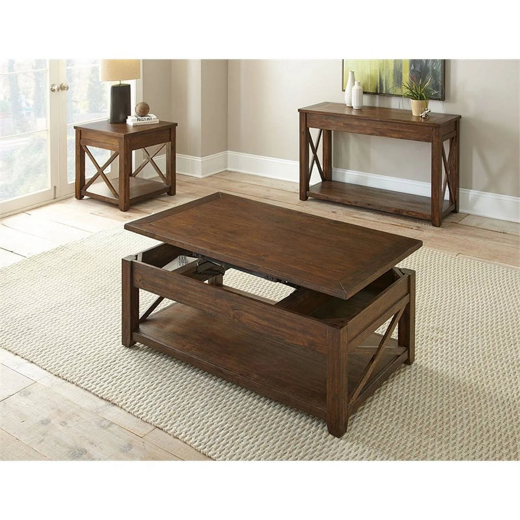 Rustic Wood Console Table in Mocha Brown Oak G1350