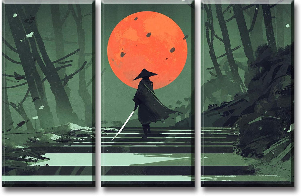 3 Piece Black and White Canvas Wall Art Katana Poster Z767