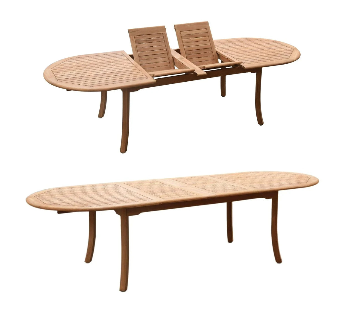 Grade-A Teak 7 Pc Dining Set with 118" Oval Table and 6 Stacking Arm Chairs M561425