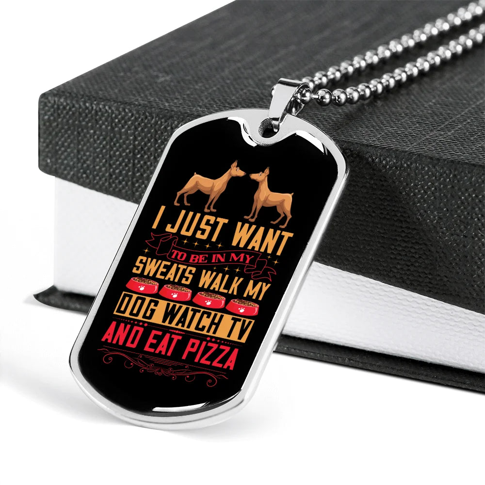 Stainless Steel or 18k Gold Dog Tag Necklace with 24" Chain S392