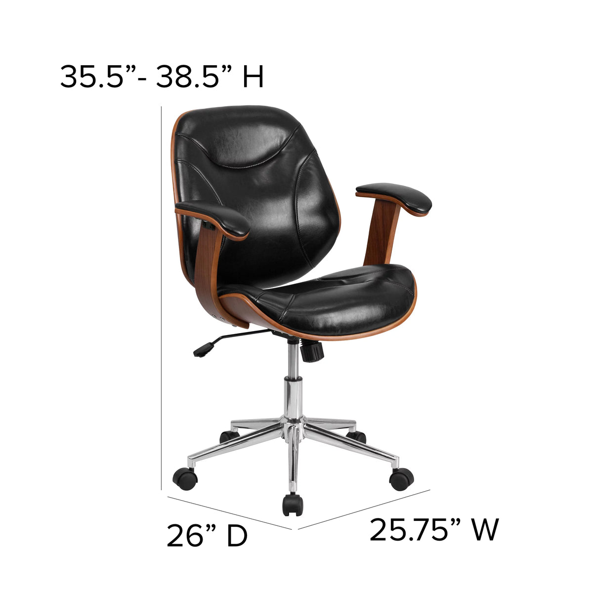 Black Faux Leather Ergonomic Office Chair J56304