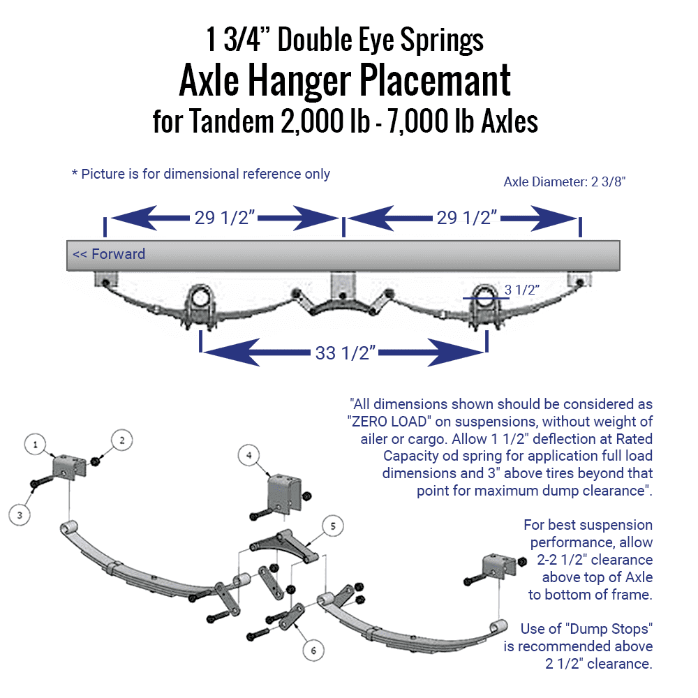 Trailer Double Eye Tandem Hanger Kit for 3500 - 7000 lb Axles V39181
