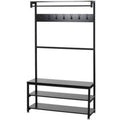 Black Freestanding Coat Rack with Storage G725