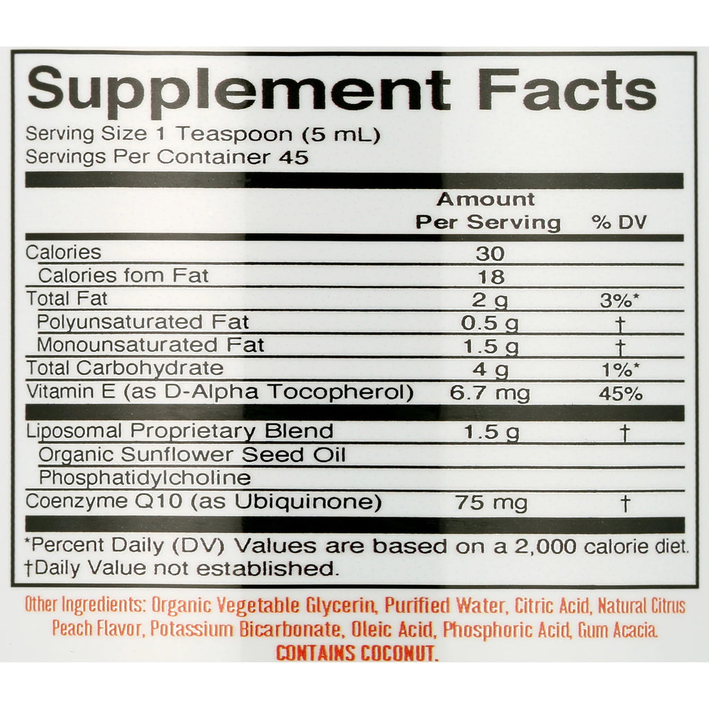 CoQ10 Liposomal Citrus Peach Flavor 7.6 fl oz V4397