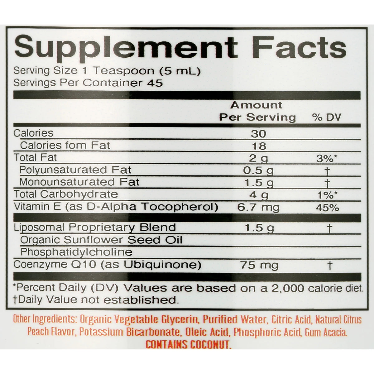 CoQ10 Liposomal Citrus Peach Flavor 7.6 fl oz V4397