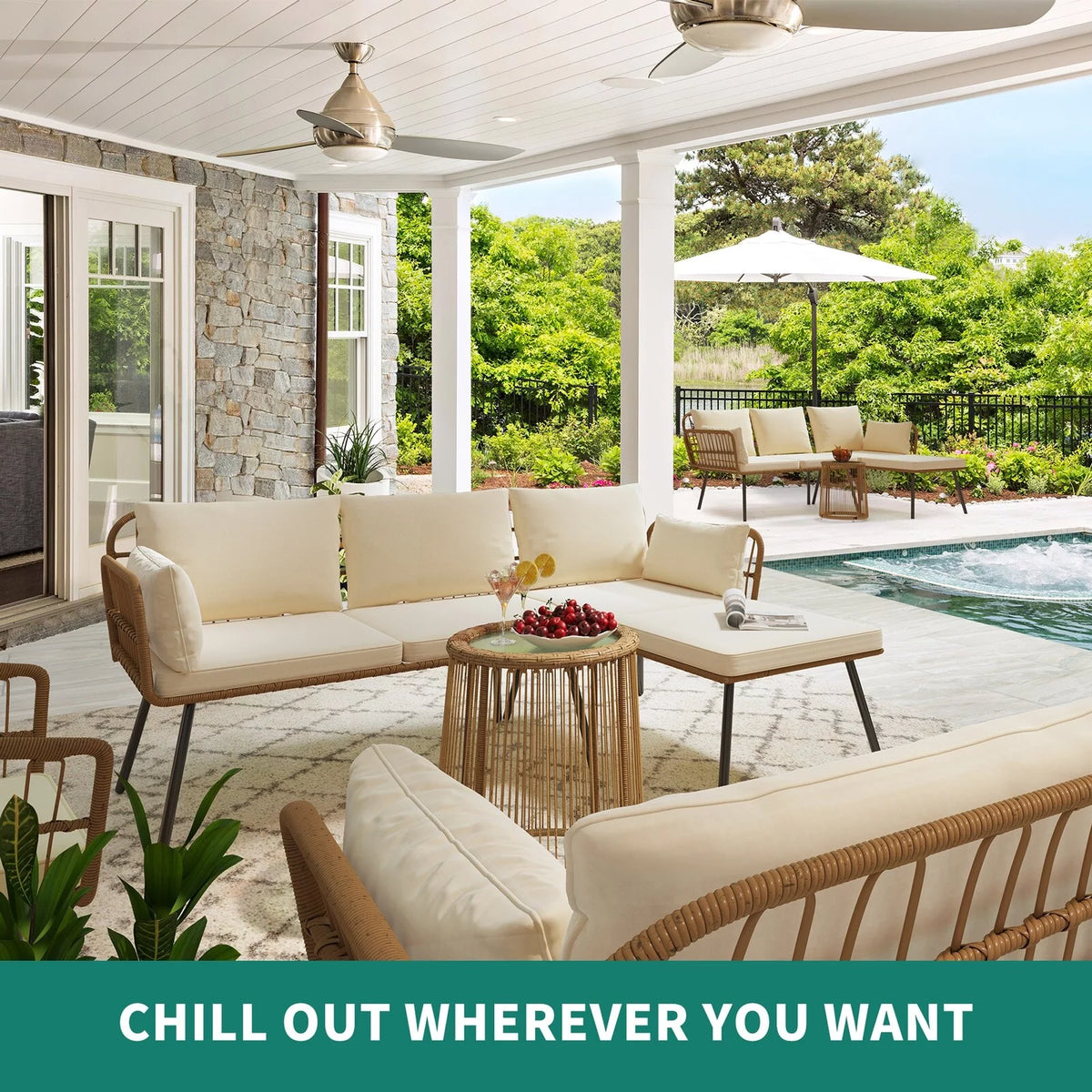 3-piece Woven Outdoor Sectional Sofa Set P485183
