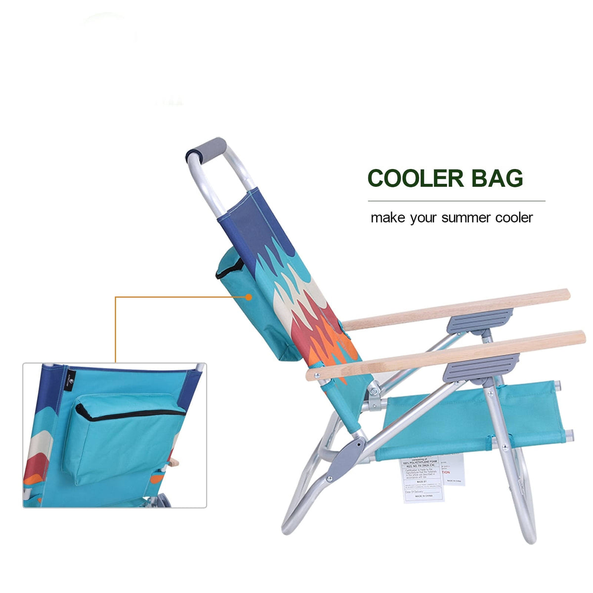 2-Piece Low Folding Adjustable Beach Chairs with Cooler Bag O349