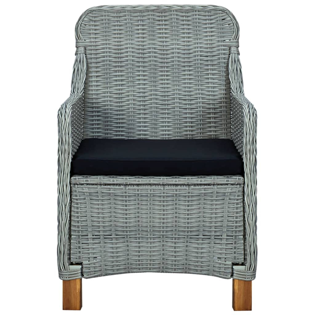 3 Piece Patio Lounge Set with Seat Cushion and Table Light Gray Poly Rattan Steel Frame J61189