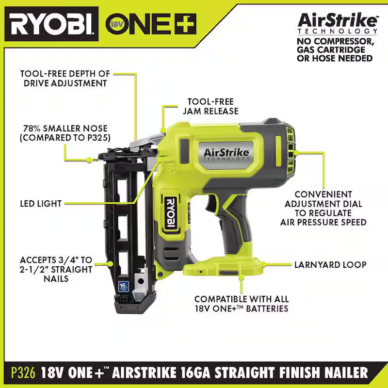 18V Cordless Finish Nailer with 2.0 Ah Battery H814