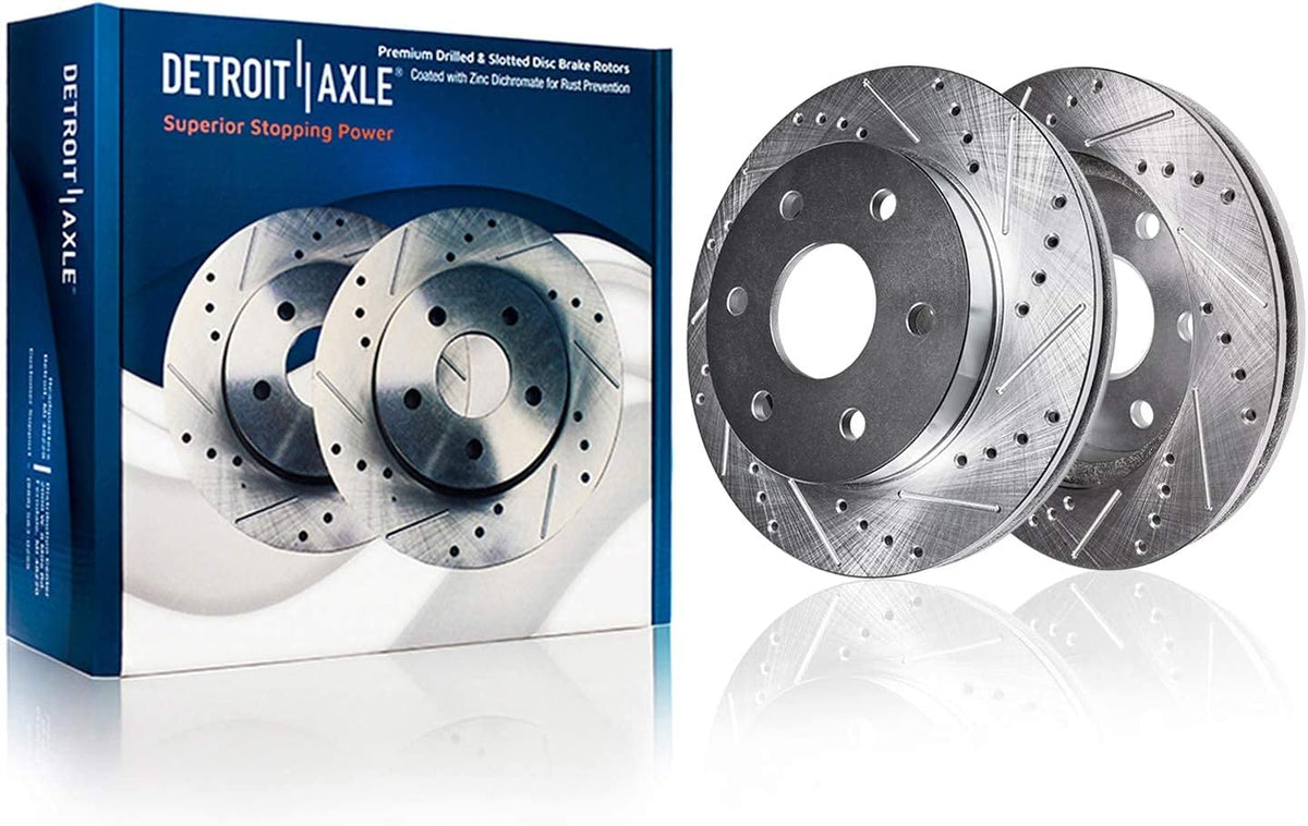 Front Drilled Slotted Disc Rotors and Brake Pads 6pc Set S1567