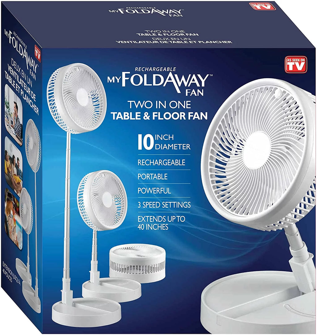 Adjustable Height 40 in. Foldable Portable Rechargeable Floor and Table Fan N182