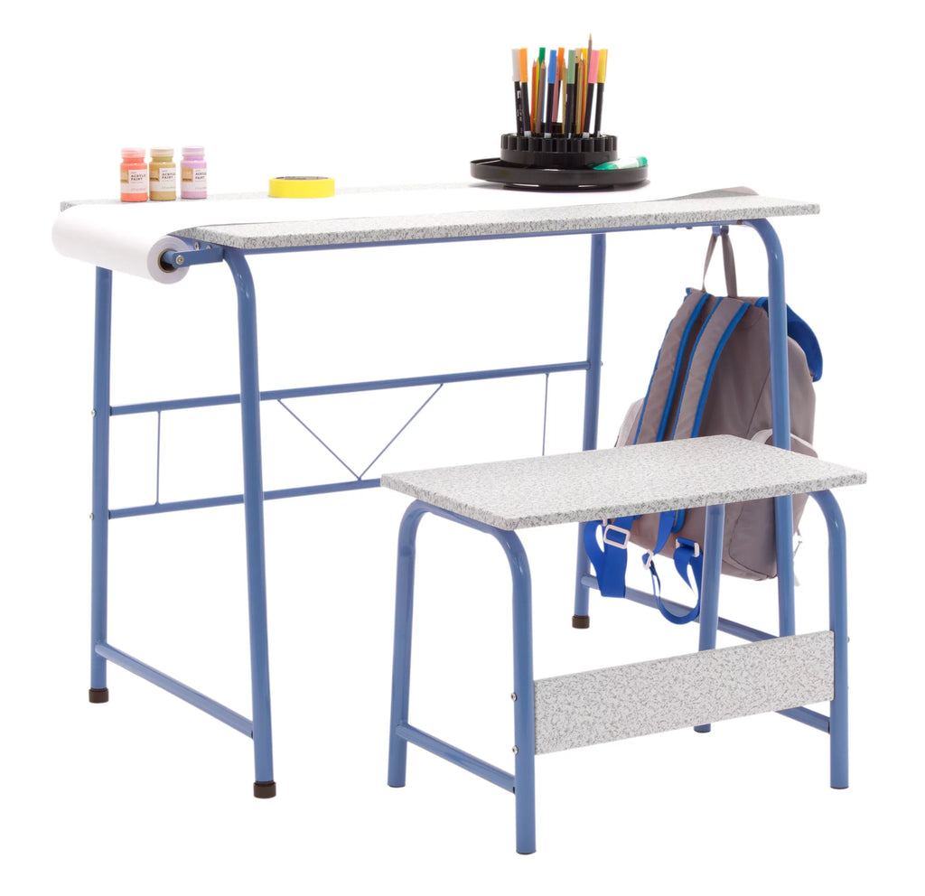 Blue Metal Art Desk and Bench R177817