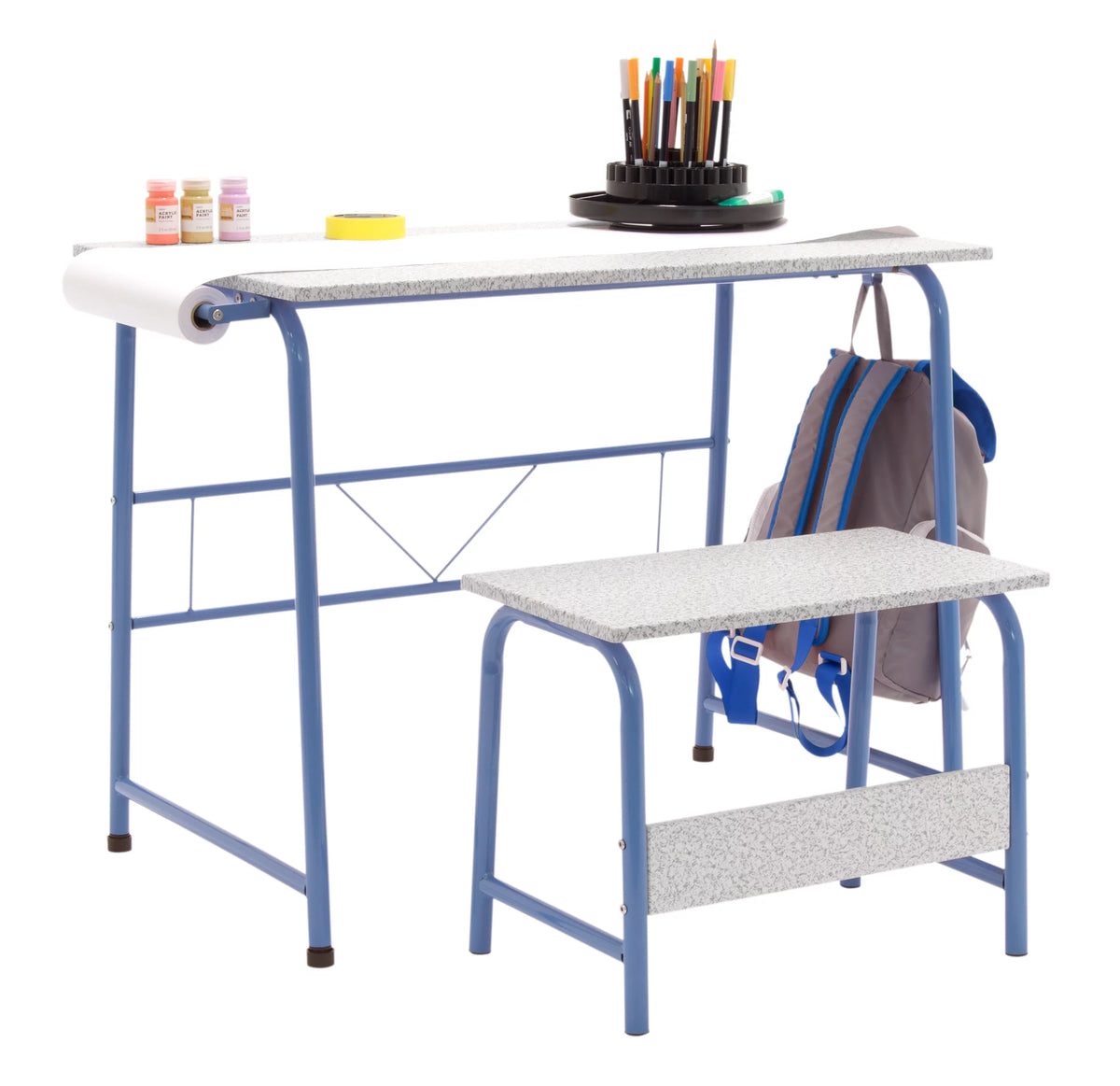 Blue Metal Art Desk and Bench R177817