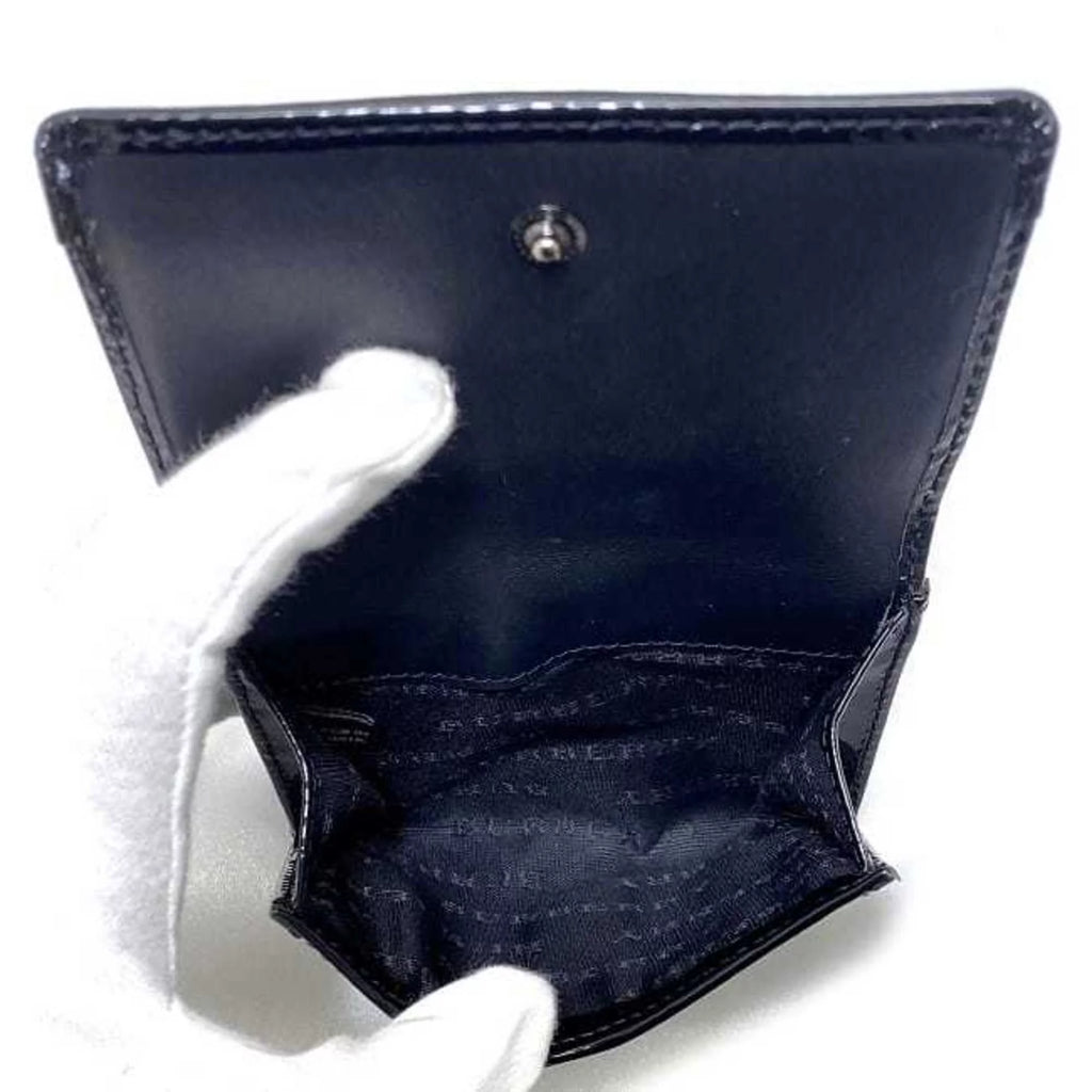 Pre-Owned Beige Black Check PVC Patent Leather Wallet W2194