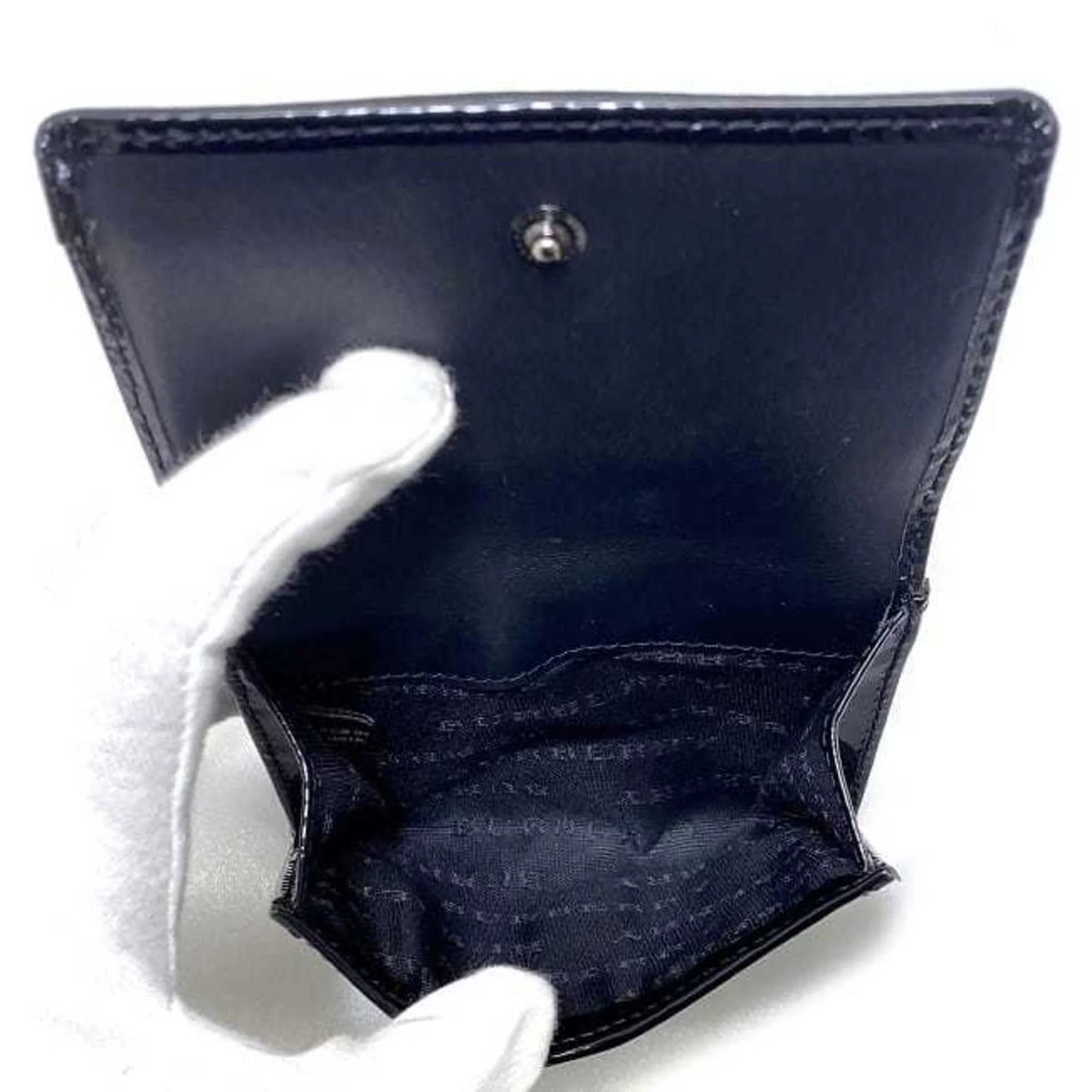 Pre-Owned Beige Black Check PVC Patent Leather Wallet W2194