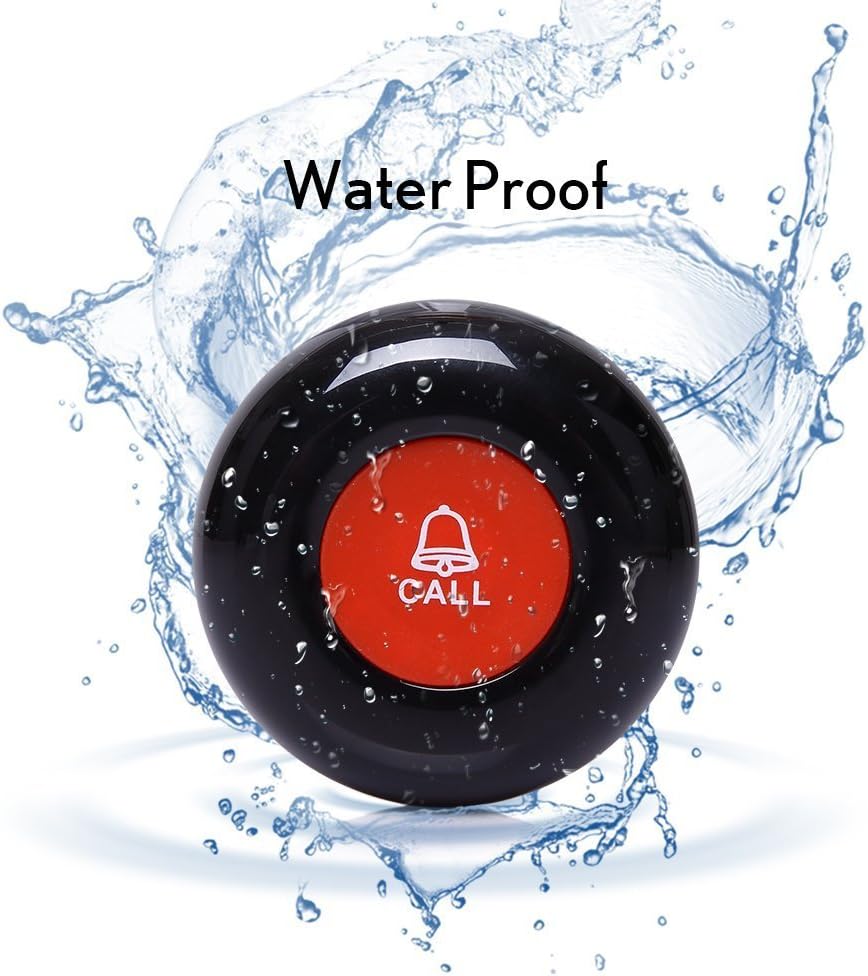 Wireless Calling System with 10 PCS Waterproof Call Buttons and 1 PC Display Receiver T782957