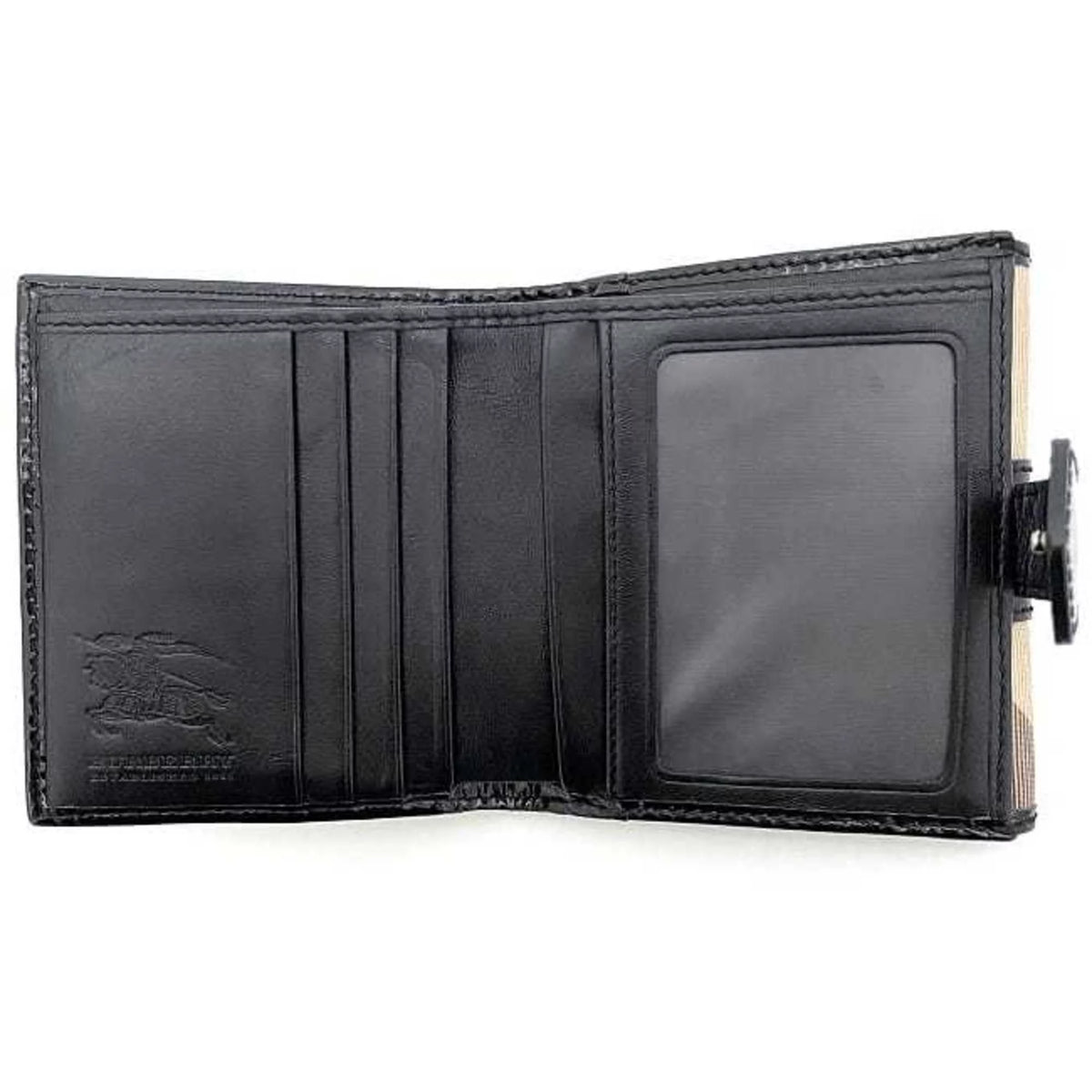 Pre-Owned Beige Black Check PVC Patent Leather Wallet W2194