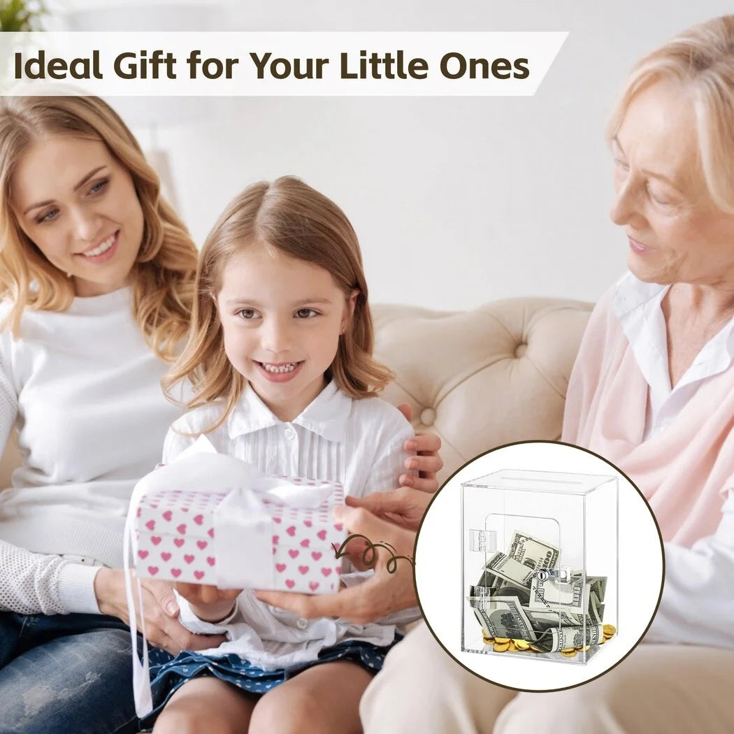Clear Piggy Bank with Lock and Key N10291