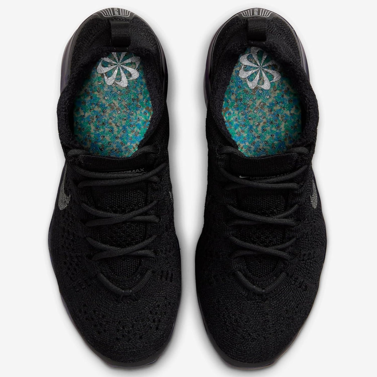 Black Metallic Silver Multi-Color Flyknit Shoes O515