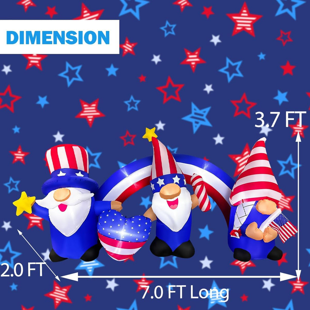 7 FT Inflatable 3 Gnomes with Archway Decorations C8497