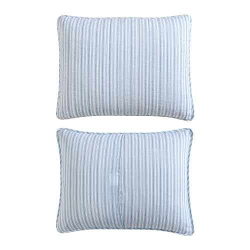 Queen Quilt Set, Reversible Cotton Bedding with Matching Shams, Light Blue H7369