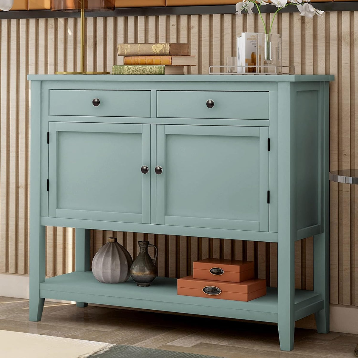 Espresso Wood Buffet Sideboard Storage Cabinet with Drawers O5899