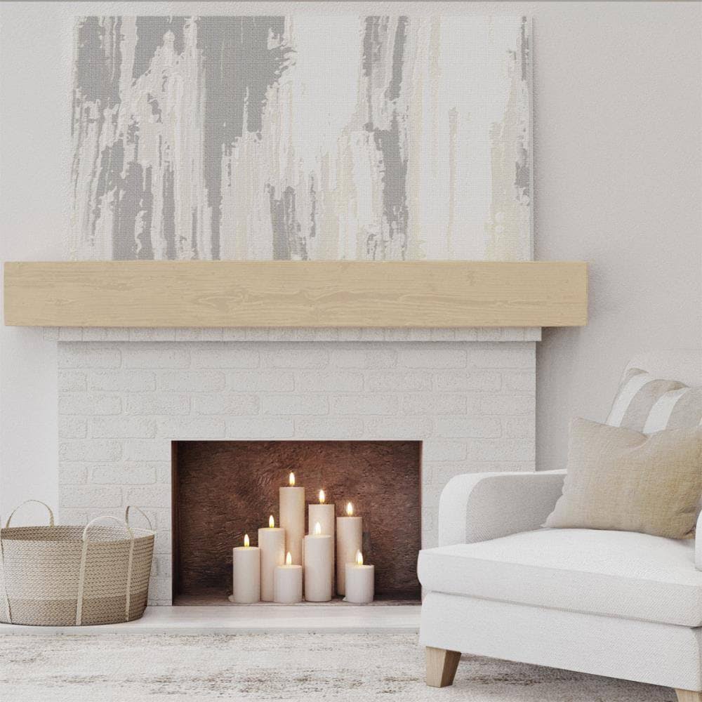 Sandblasted Faux Wood Fireplace Mantel, Natural Pine B37922