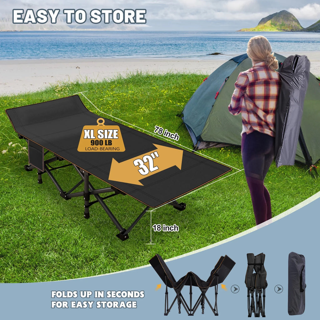78" Oversized Folding Cot with Mattress and Carry Bag V28113