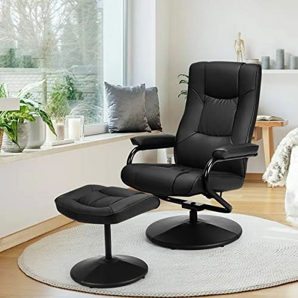 Gray PU Leather Recliner Chair with Ottoman S909400
