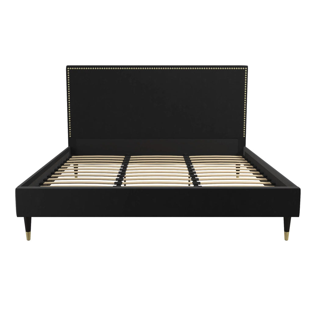 Black Velvet King Upholstered Bed C2993