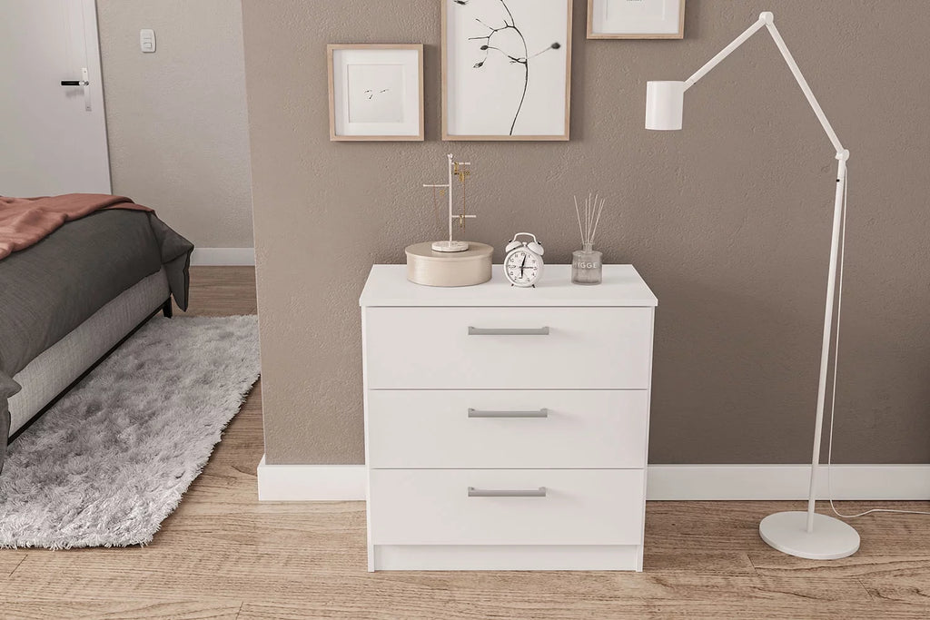 White 3 Drawer Wood Dresser P81401