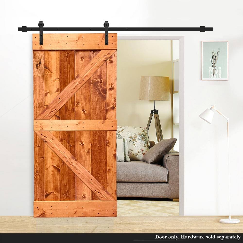 Red Walnut Stained Solid Pine Wood Interior Sliding Barn Door Slab M80005