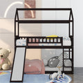 Twin House Shaped Bunk Beds with Slide and Ladder H1235