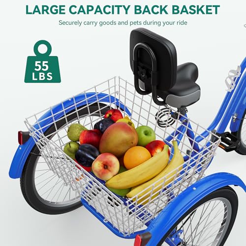 24 & 26 Inch 3-Wheel Adult Tricycle with Front and Rear Baskets N14110