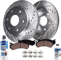 Front Drilled Slotted Disc Rotors and Brake Pads 6pc Set S1567