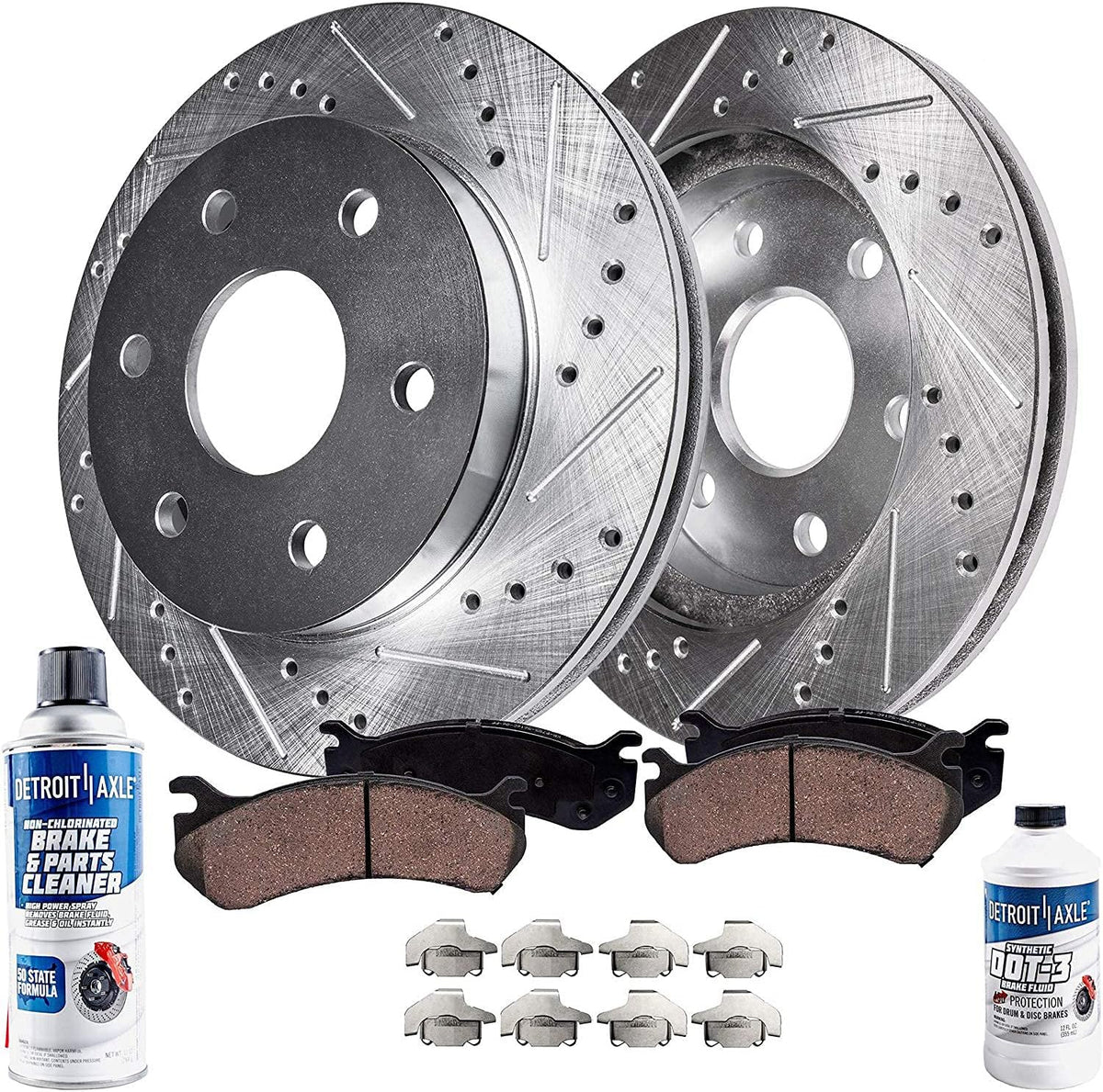 Front Drilled Slotted Disc Rotors and Brake Pads 6pc Set S1567