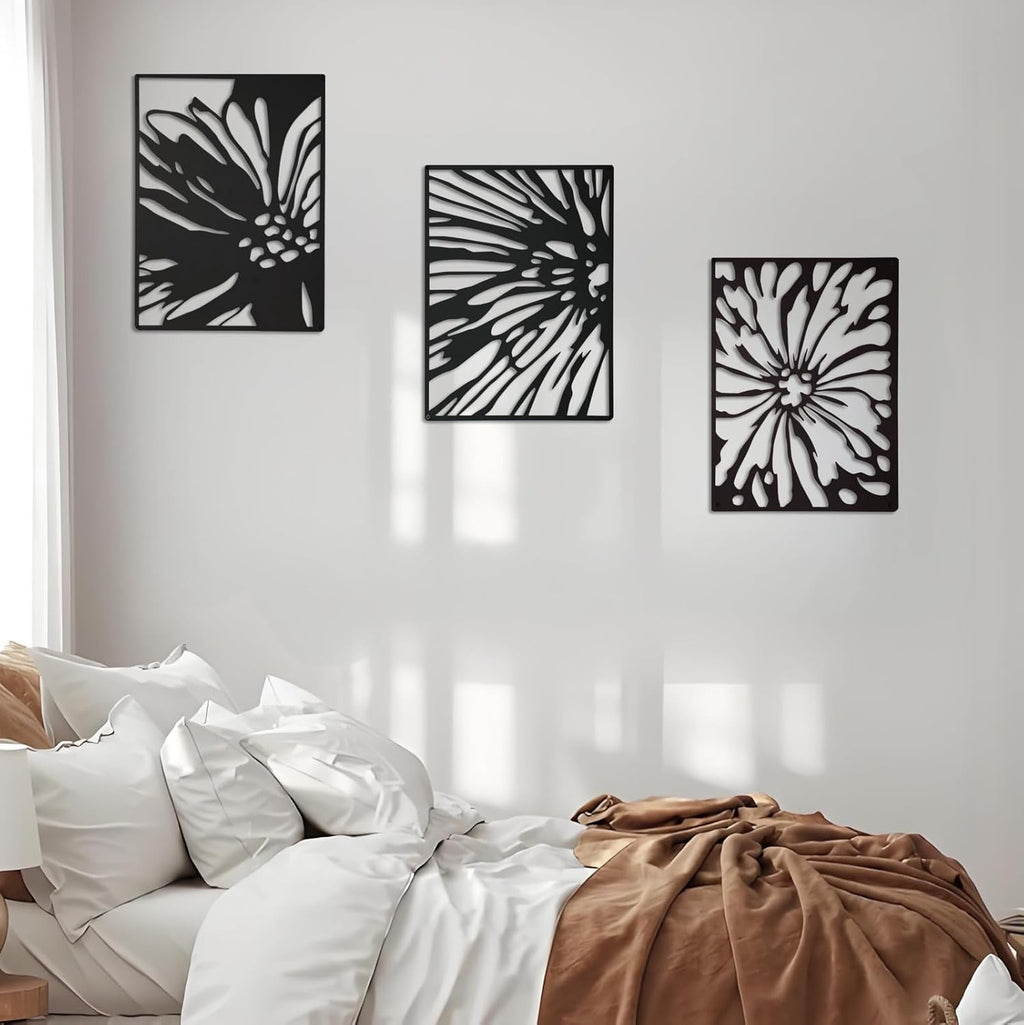3PCS Black Metal Wall Art Decor C16589