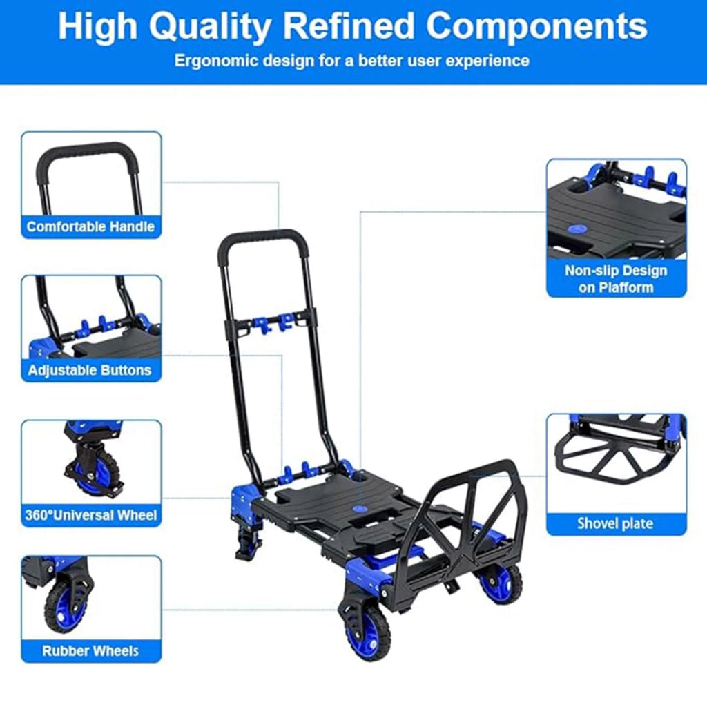 Folding Hand Truck Dolly with Retractable Handle and 4 Wheels Y50106