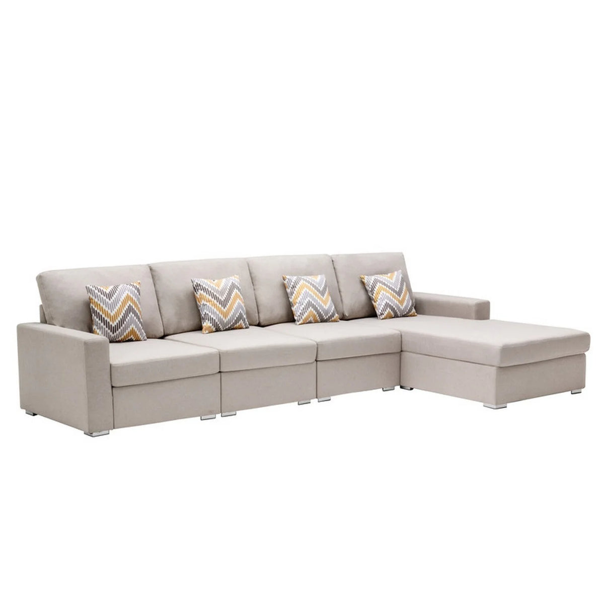 4 Piece L Shape Sectional Sofa with Reversible Chaise M3279